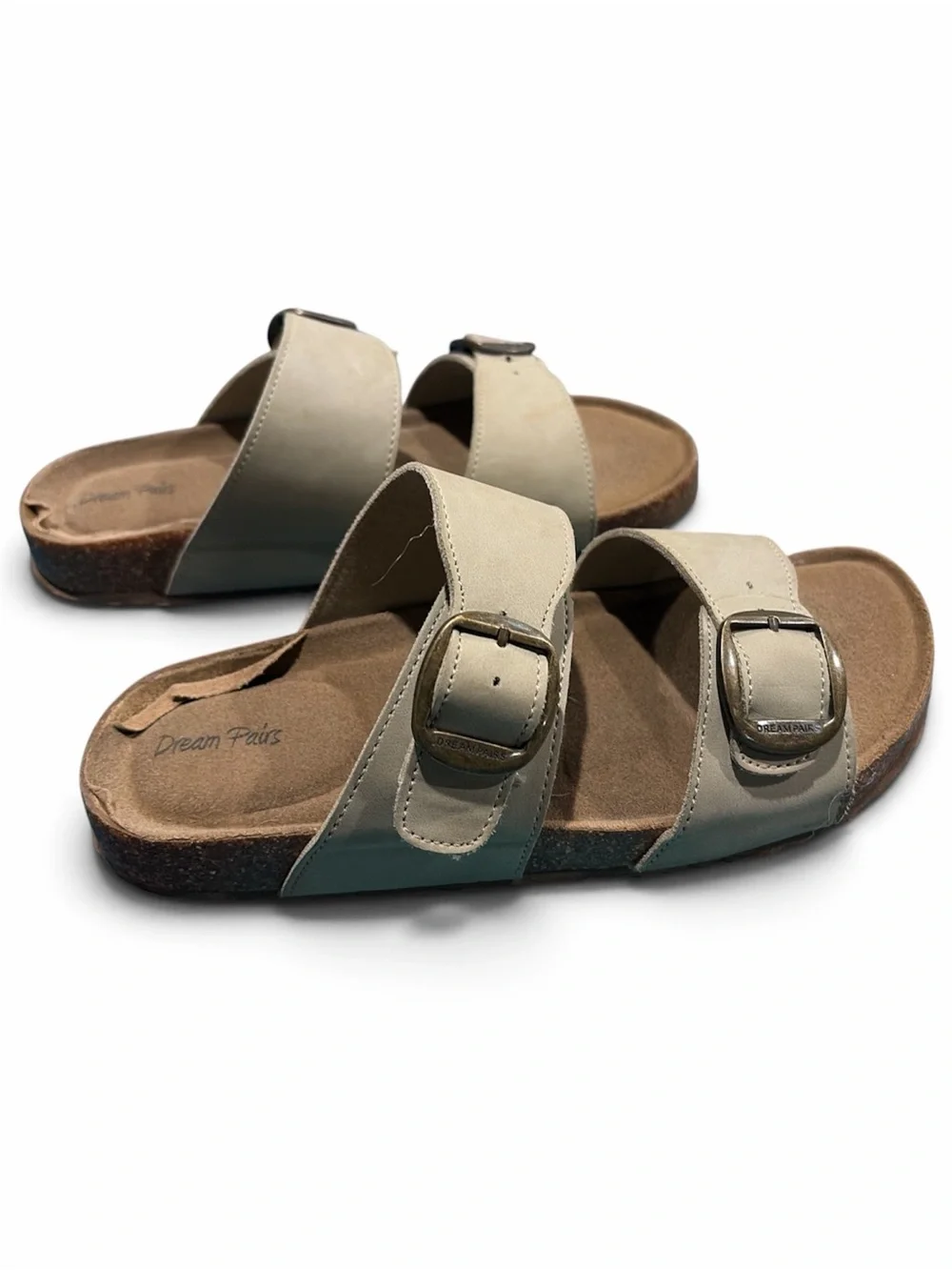 Dream Pairs Girl’s 5 Taupe Double-Buckle Slide Sandals
